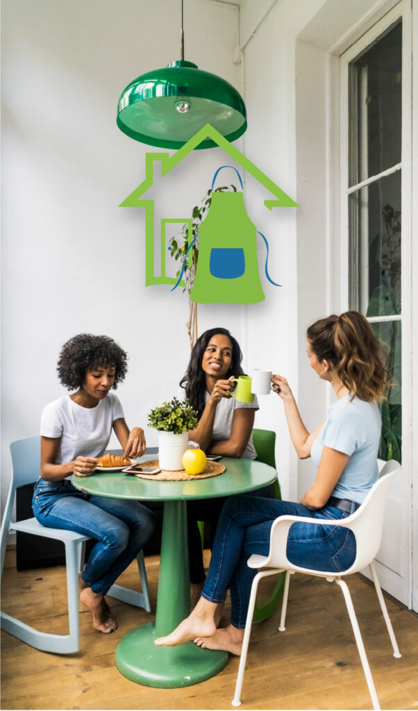 Three Women Having Coffee at Evelyn's House - Building Community and Support